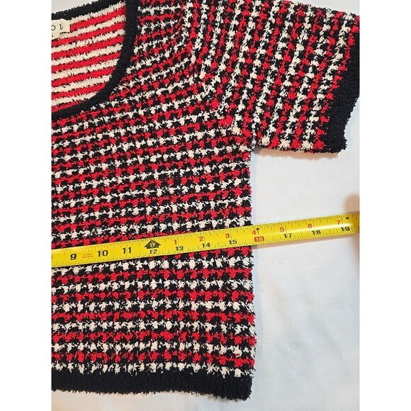 POL Crop top stretch knit short sleeve black red white size L‎ - Picture 12 of 16